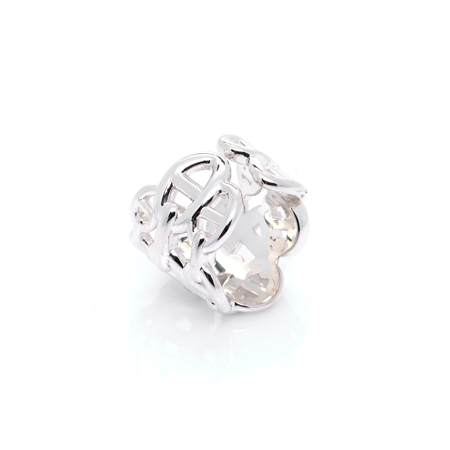 Hermes Sterling Silver GM Chaine d'Ancre Enchainee Band Ring 52 6 4 of 6