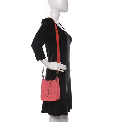 Hermes Taurillon Clemence Amazone Evelyne TPM Rose Azalee Rouge Pivoine 2 of 11