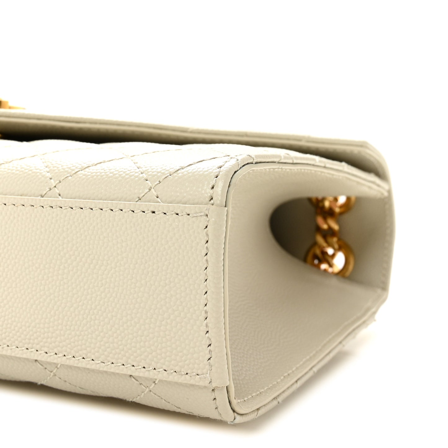 Grain De Poudre Textured Mixed Matelasse Medium Triquilt Monogram Satchel Crema Soft