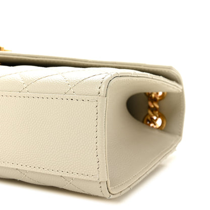 Saint Laurent Grain De Poudre Textured Mixed Matelasse Medium Triquilt Monogram Satchel Crema Soft 9 of 10