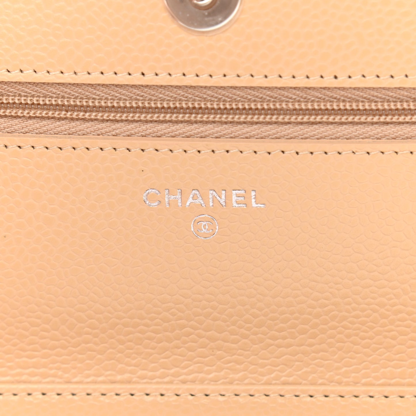 Caviar Quilted Wallet On Chain WOC Beige