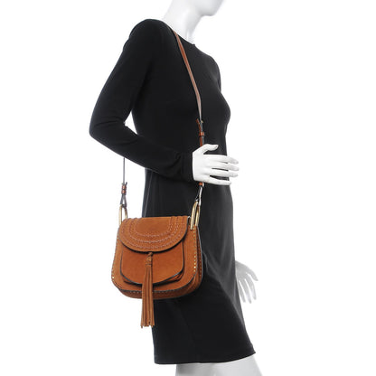 Chloe Suede Calfskin Braided Small Hudson Shoulder Bag Caramel 2 of 9