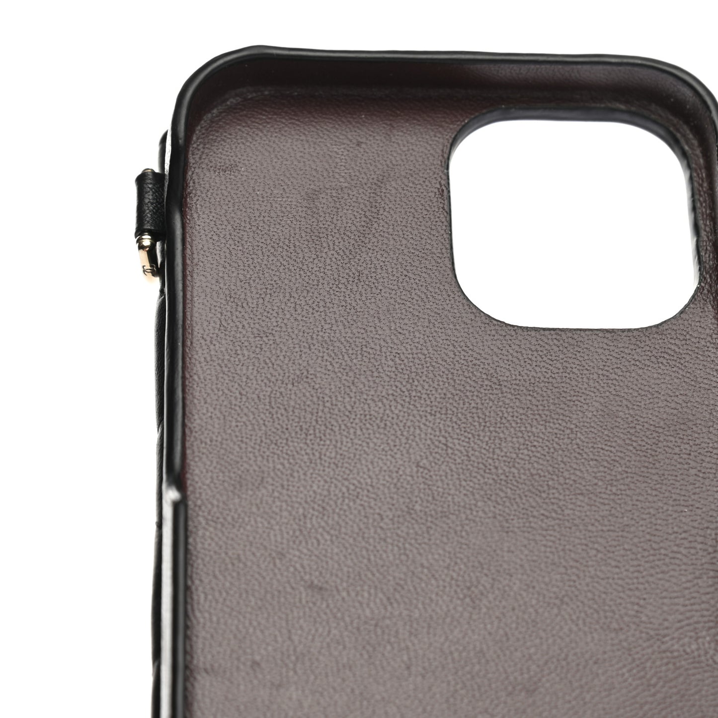 Lambskin Quilted iPhone XII Pro Holder With Chain Black
