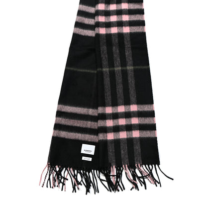 Burberry Cashmere Giant Check Fringe Scarf Black Pink 2 of 4
