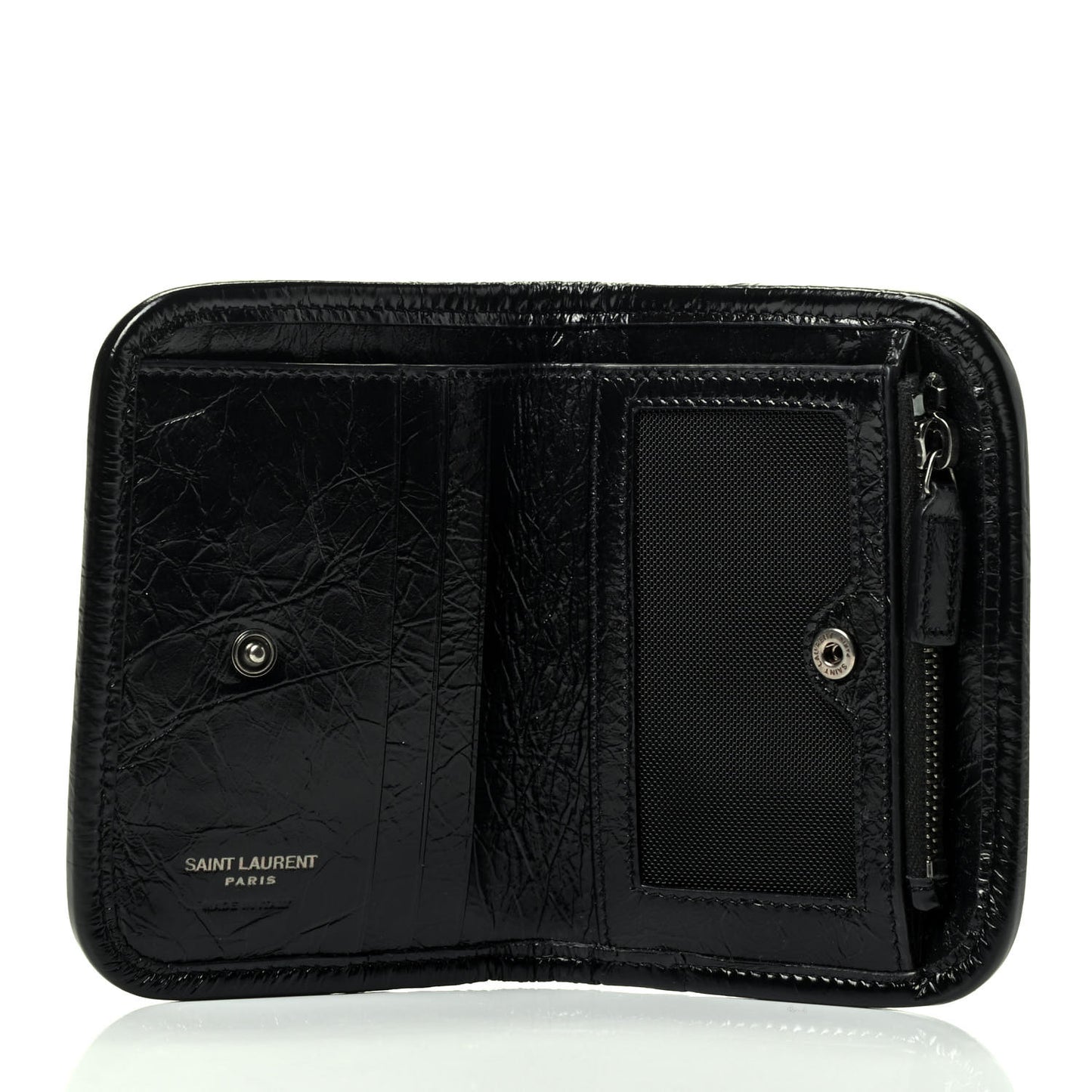 Crinkled Calfskin Matelasse Monogram Niki Card Holder Black