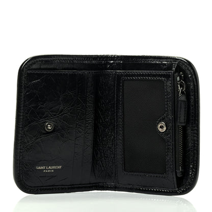Saint Laurent Crinkled Calfskin Matelasse Monogram Niki Card Holder Black 4 of 4