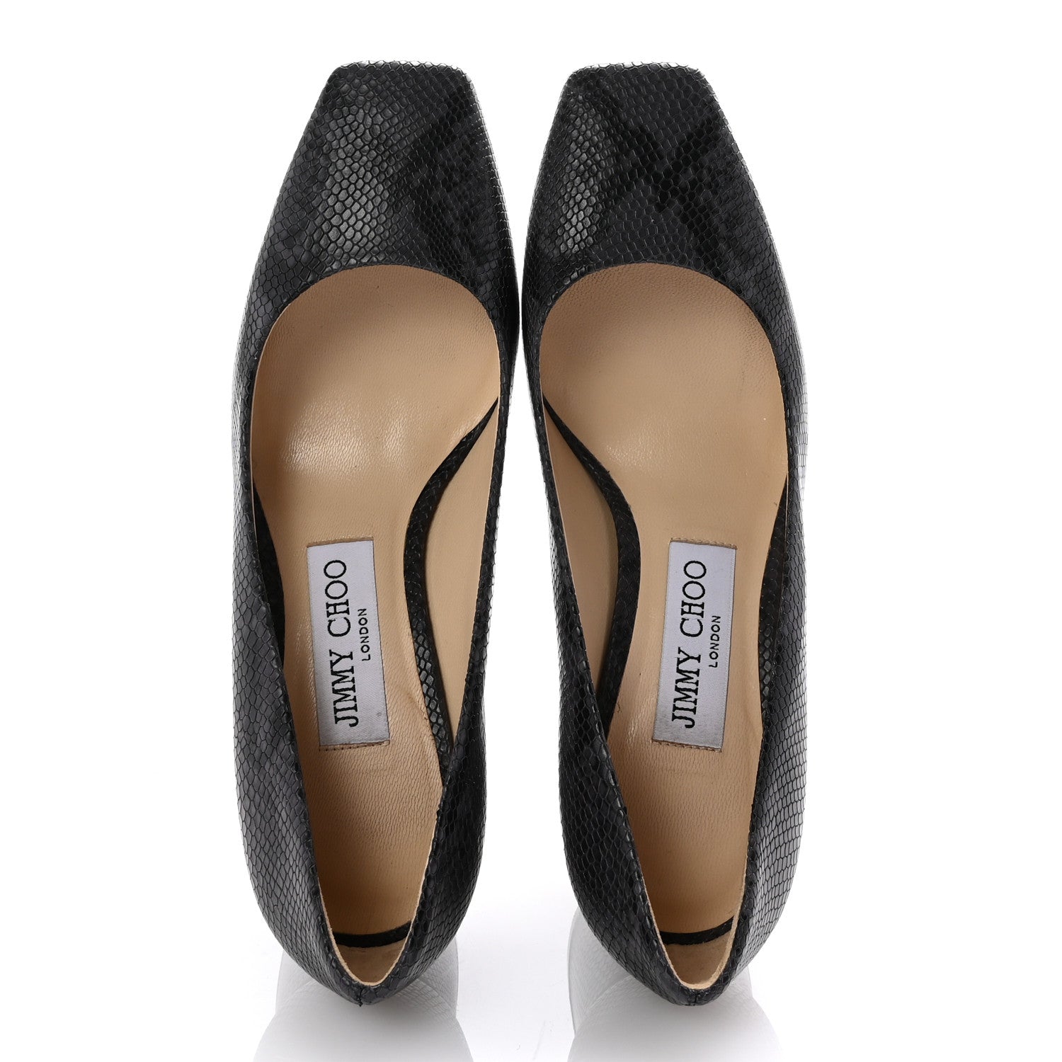 Jimmy Choo Calfskin Snakeskin Embossed Dianne Pump 35.5 Black 2 of 8