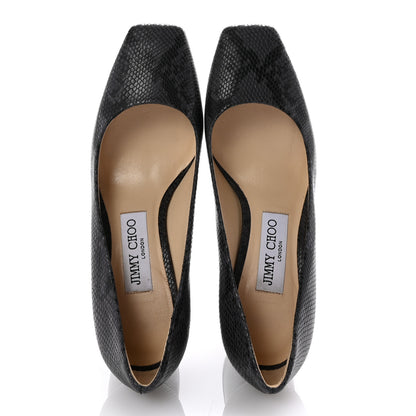 Jimmy Choo Calfskin Snakeskin Embossed Dianne Pump 35.5 Black 2 of 8