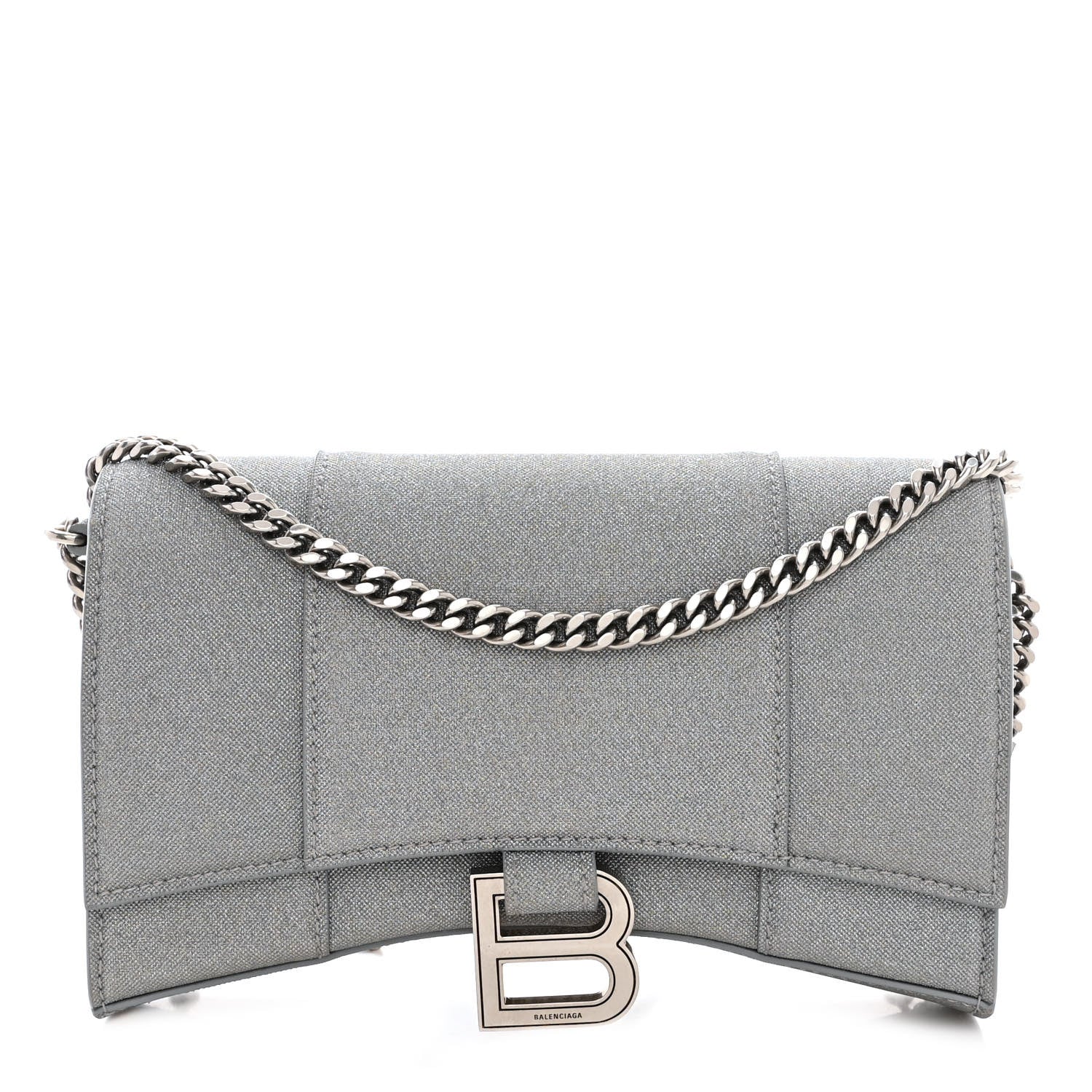 Balenciaga Glitter Fabric Hourglass Chain Bag Grey 1 of 10