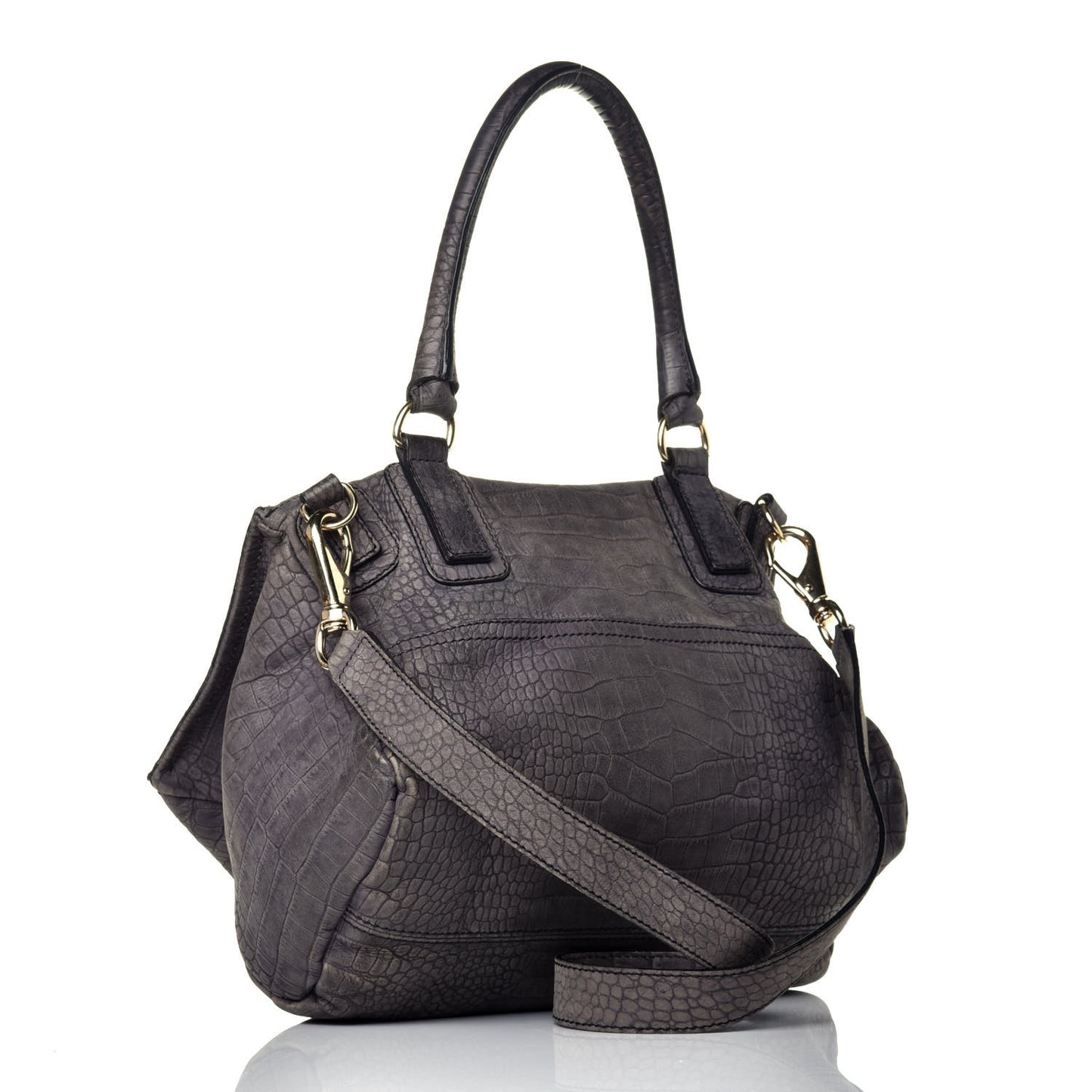 Nubuck Crocodile Embossed Medium Pandora Grey