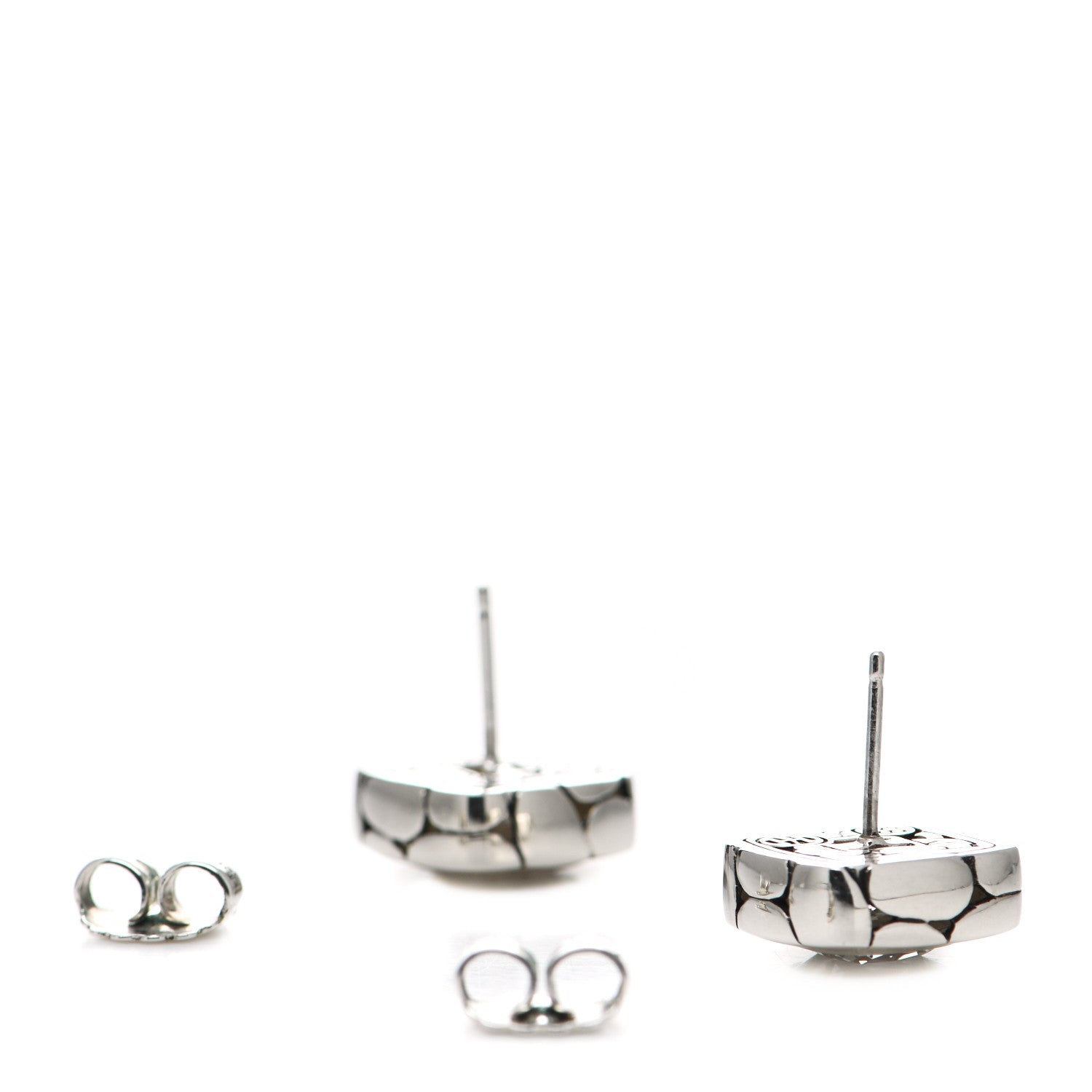 John Hardy Sterling Silver White Topaz Batu Kali Square Earrings 3 of 4