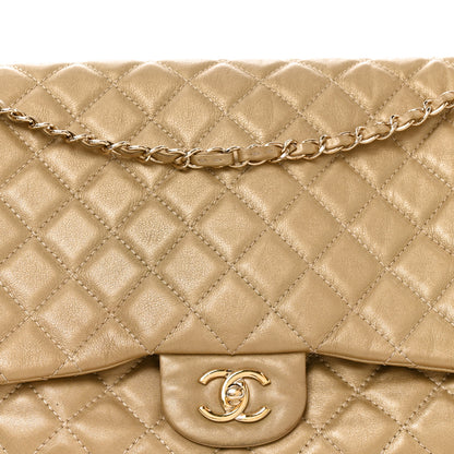 Chanel Metallic Calfskin Quilted Small XXL Travel Flap Bag Gold 8 of 10