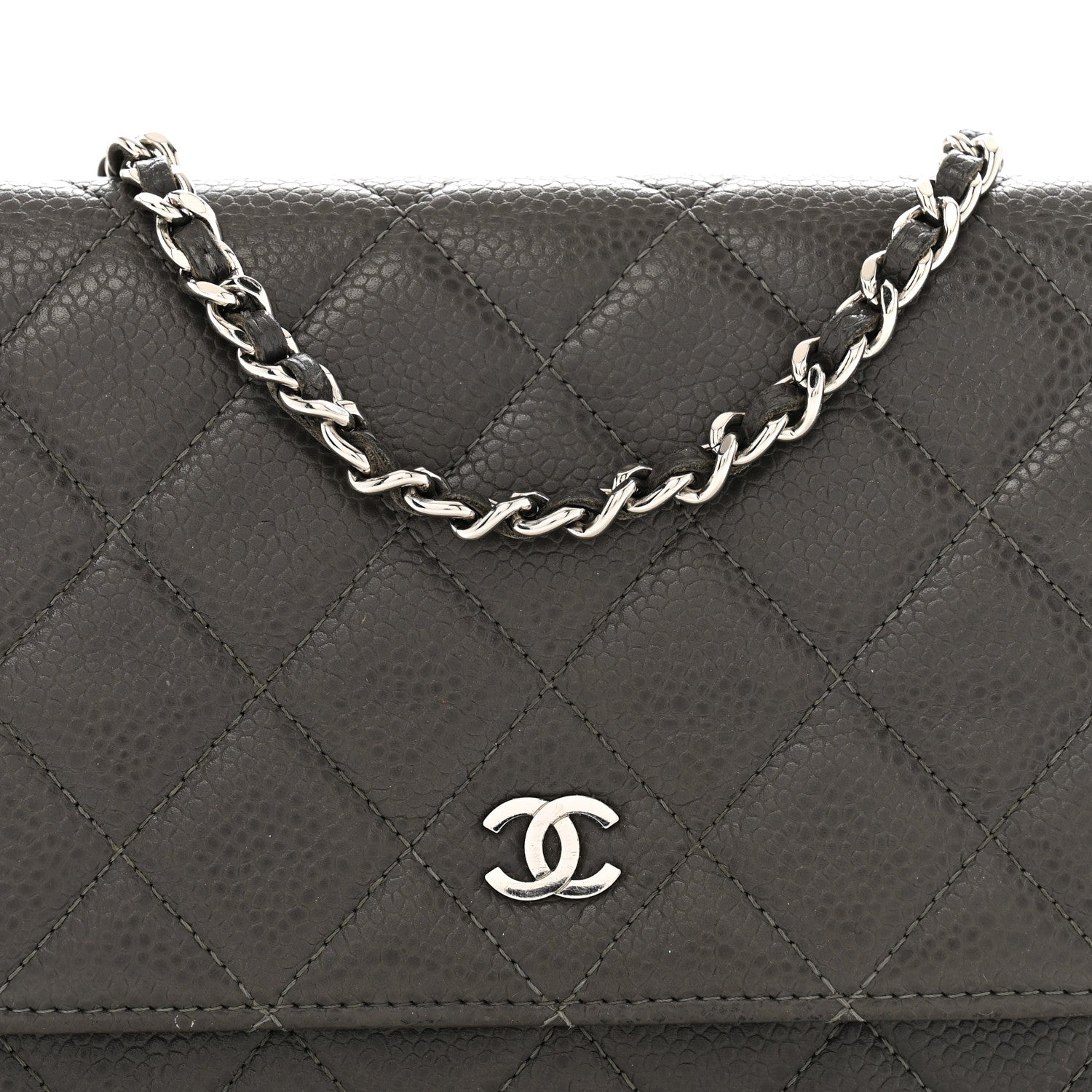 Chanel Caviar Quilted Wallet On Chain WOC Dark Grey 9 of 13