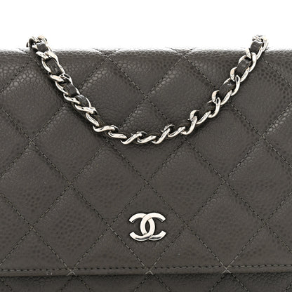 Chanel Caviar Quilted Wallet On Chain WOC Dark Grey 9 of 13