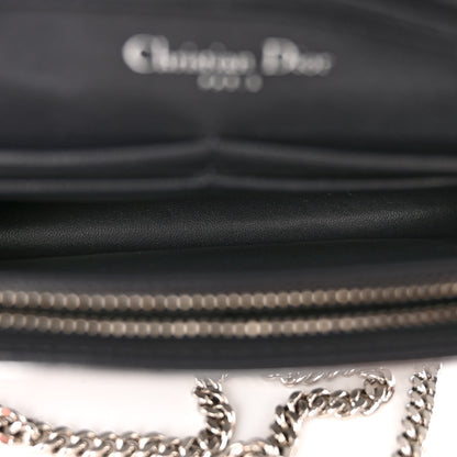 Christian Dior Metallic Patent Micro-Cannage Diorama Wallet on Chain Pouch Silver 5 of 10
