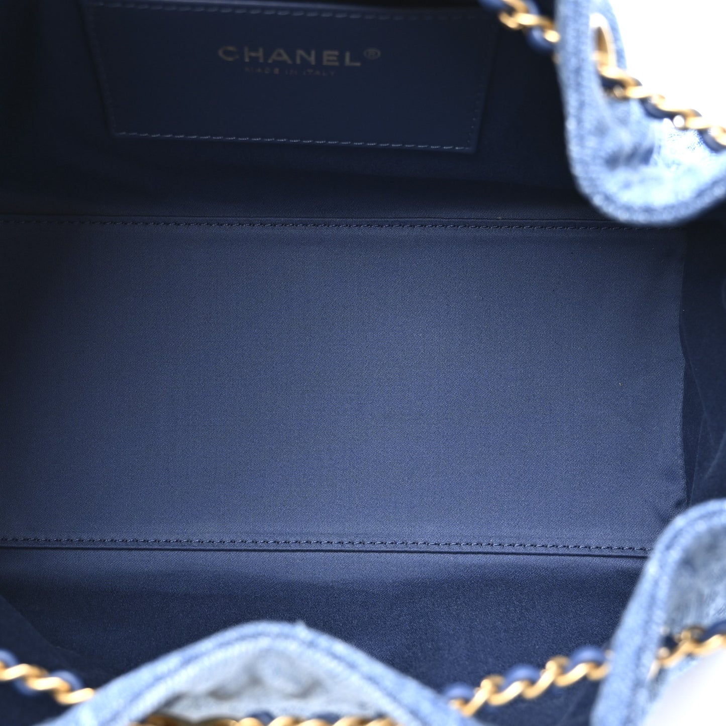 Washed Denim Quilted Small Chanel 25 Handbag Blue