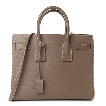 Saint Laurent Grained Calfskin Topstitch Small Classic Sac De Jour Taupe 1 of 9