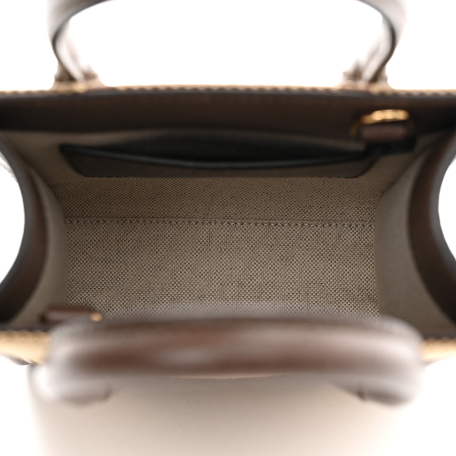 Gucci Monogram Jumbo GG Textured Dollar Calfskin Web Mini Vertical Tote Camel Ebony New Acero 5 of 9