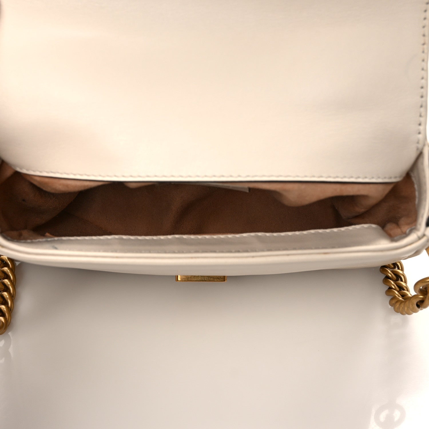Gucci Calfskin Matelasse Mini GG Marmont Top Handle Shoulder Bag White 5 of 11