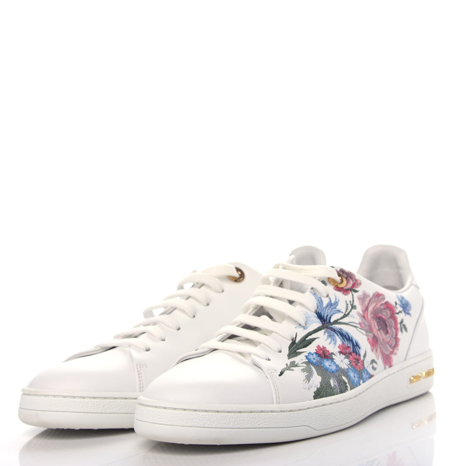 Louis Vuitton Calfskin Floral Frontrow Sneakers 39 White 3 of 11