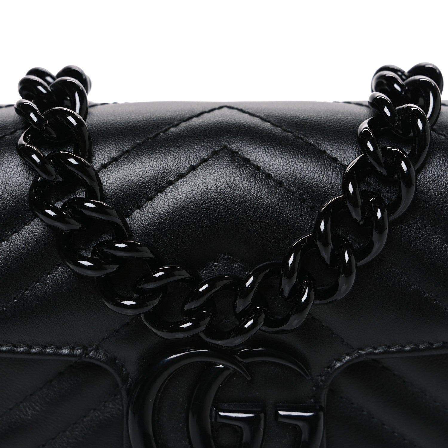 Gucci Calfskin Matelasse Monochrome GG Marmont Chain Belt Bag Black 8 of 10