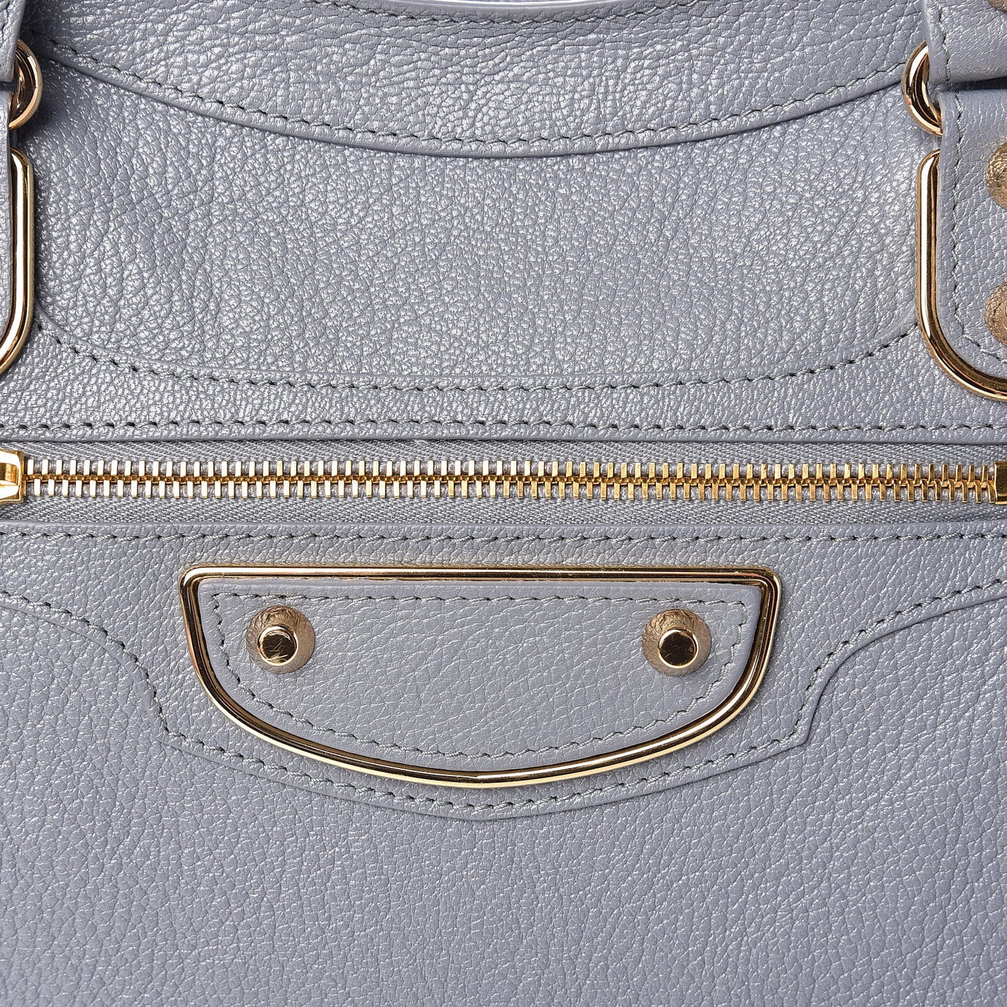 Chevre Gold Metallic Edge Hardware City Bleu Acier