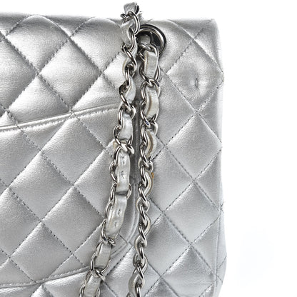 Chanel Metallic Lambskin Quilted Medium Double Flap Silver 13 of 15