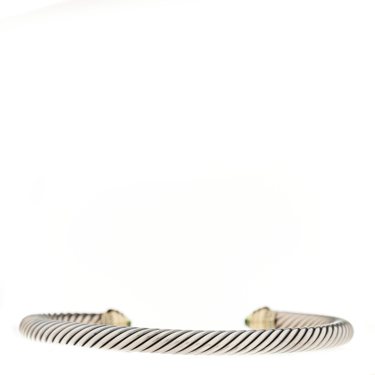 David Yurman Sterling Silver 14K Yellow Gold Peridot 5mm Cable Classics Petite Color Bracelet 2 of 3