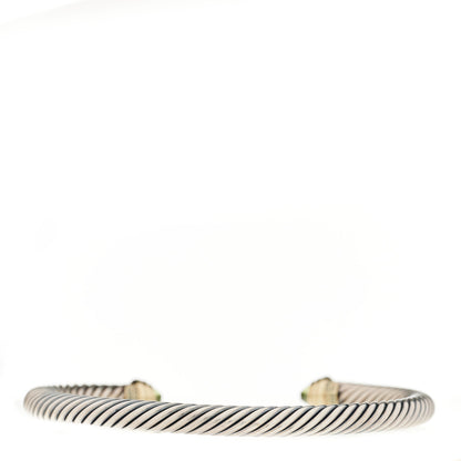David Yurman Sterling Silver 14K Yellow Gold Peridot 5mm Cable Classics Petite Color Bracelet 2 of 3