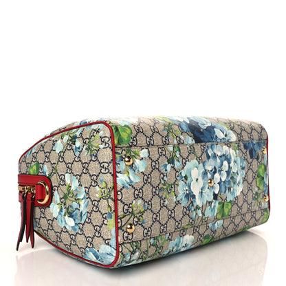 Gucci GG Supreme Monogram Blooms Medium Boston Beige Blue Navy Hibiscus Red 4 of 11