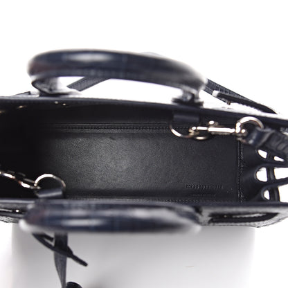Saint Laurent Calfskin Crocodile Embossed Nano Sac De Jour Navy 4 of 7