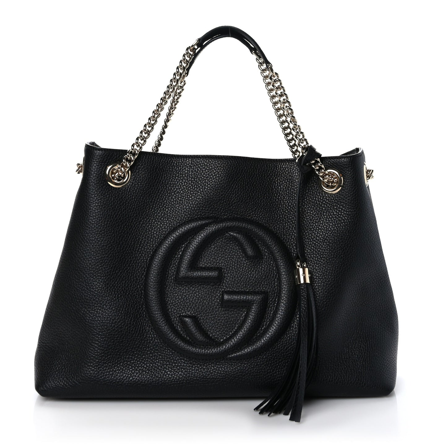 Pebbled Calfskin Medium Soho Chain Shoulder Bag Black