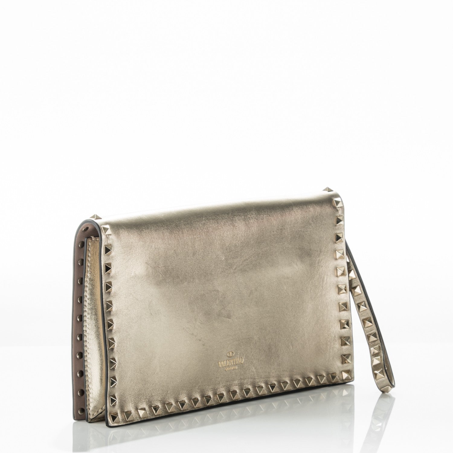 Valentino Garavani Metallic Nappa Rockstud Wristlet Clutch Gold 3 of 7