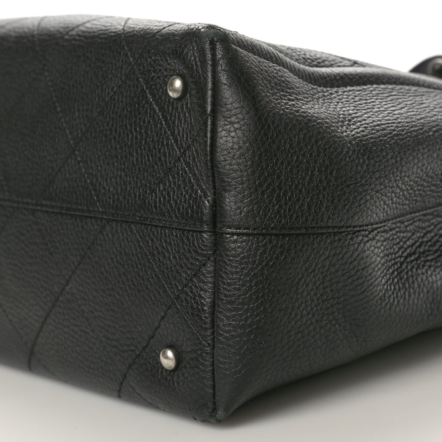 Chanel Deerskin Stitched Medium CC Shopping Tote Black 10 of 15