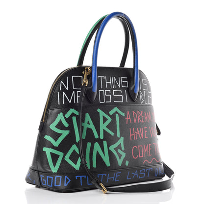 Balenciaga Signature Grained Calfskin Graffiti M Ville Top Handle Bag Black Multicolor 3 of 11