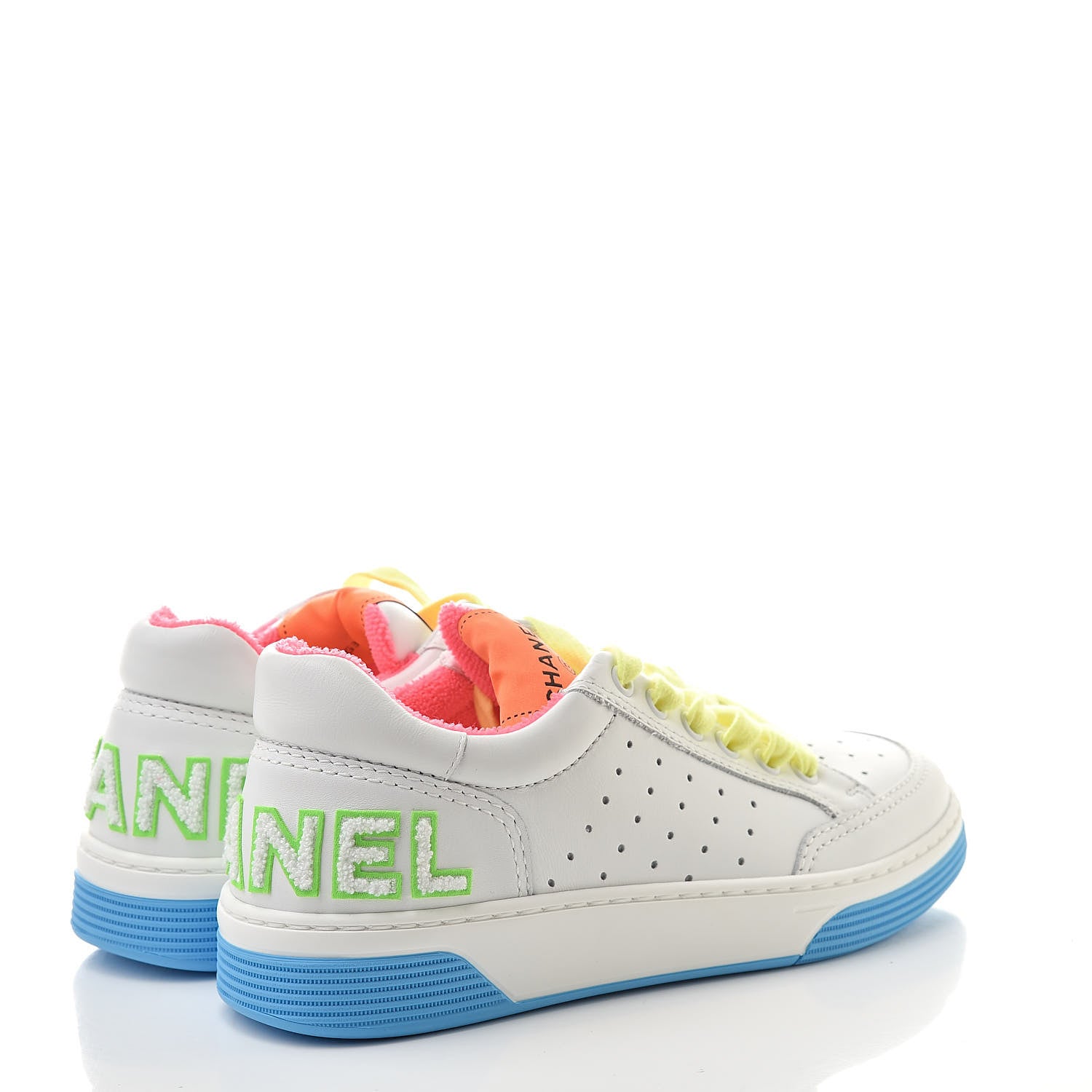 Chanel Calfskin Womens Logo Sneakers 36 White Multicolor 4 of 10