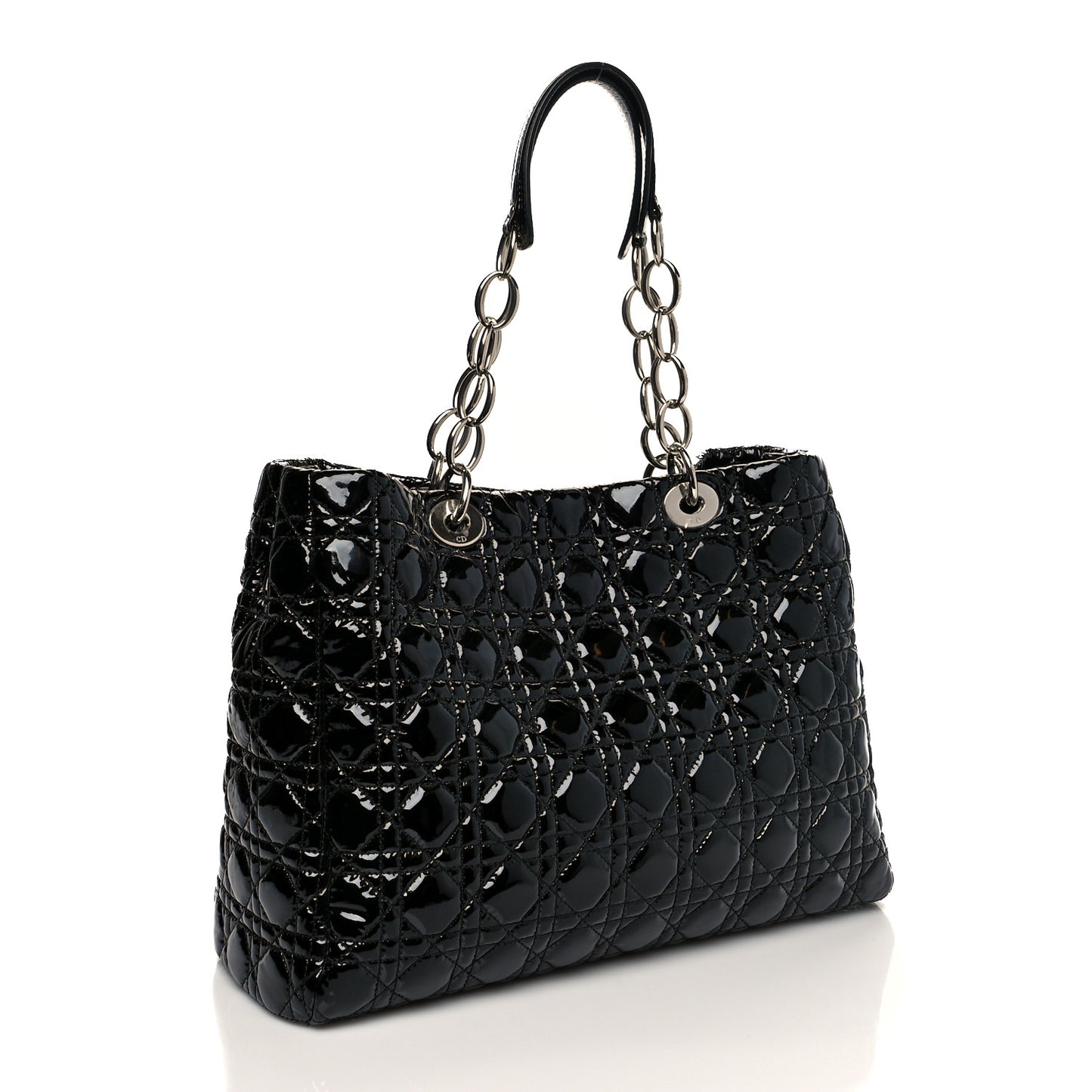Patent Cannage Dior Soft Shopping Tote Black