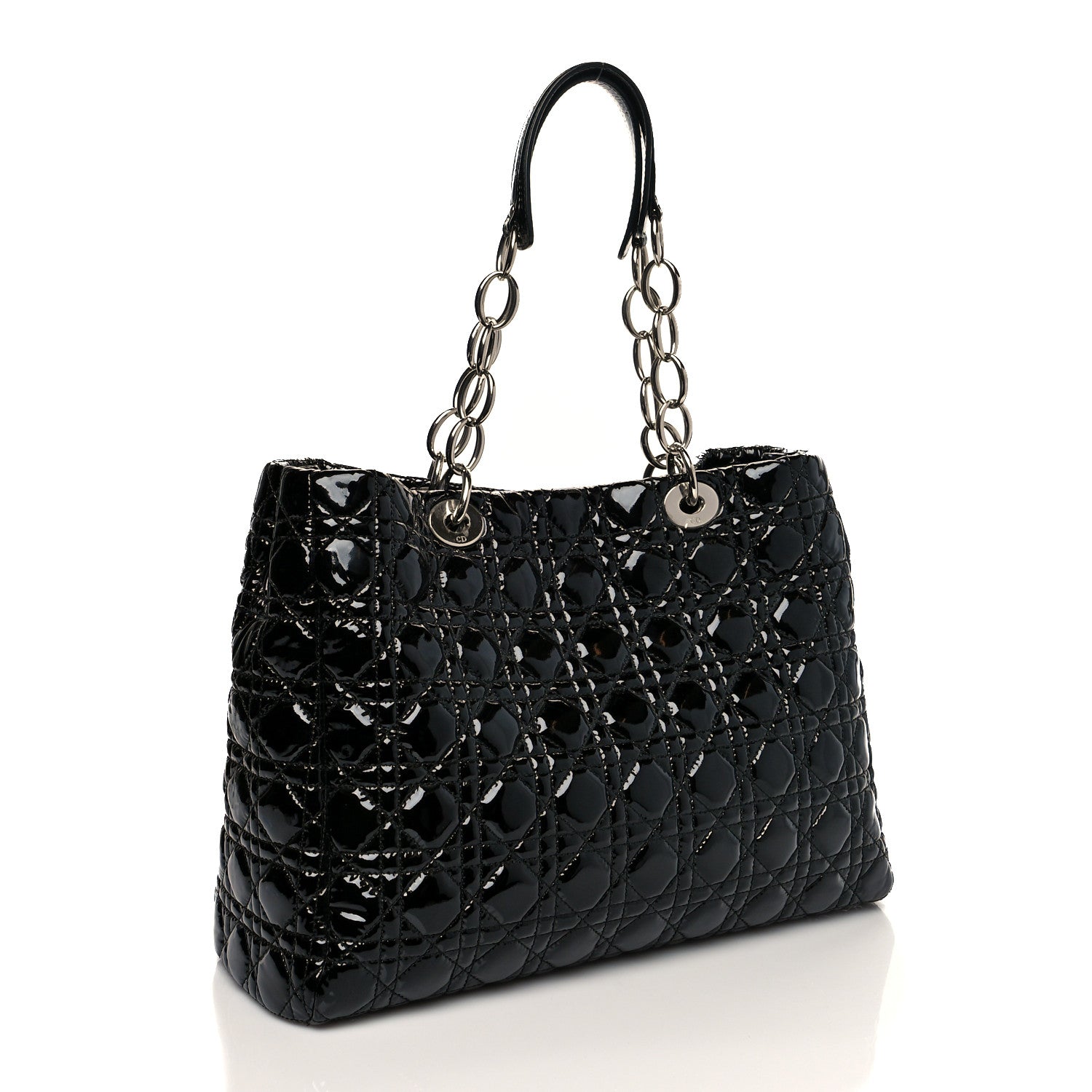 Christian Dior Patent Cannage Dior Soft Shopping Tote Black 3 of 10