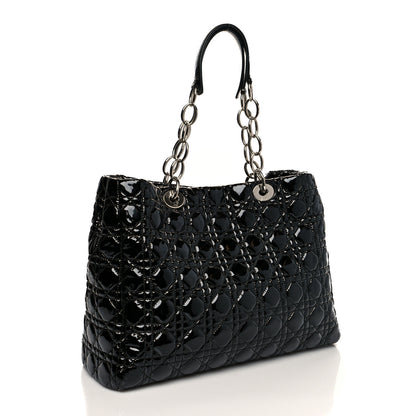 Christian Dior Patent Cannage Dior Soft Shopping Tote Black 3 of 10