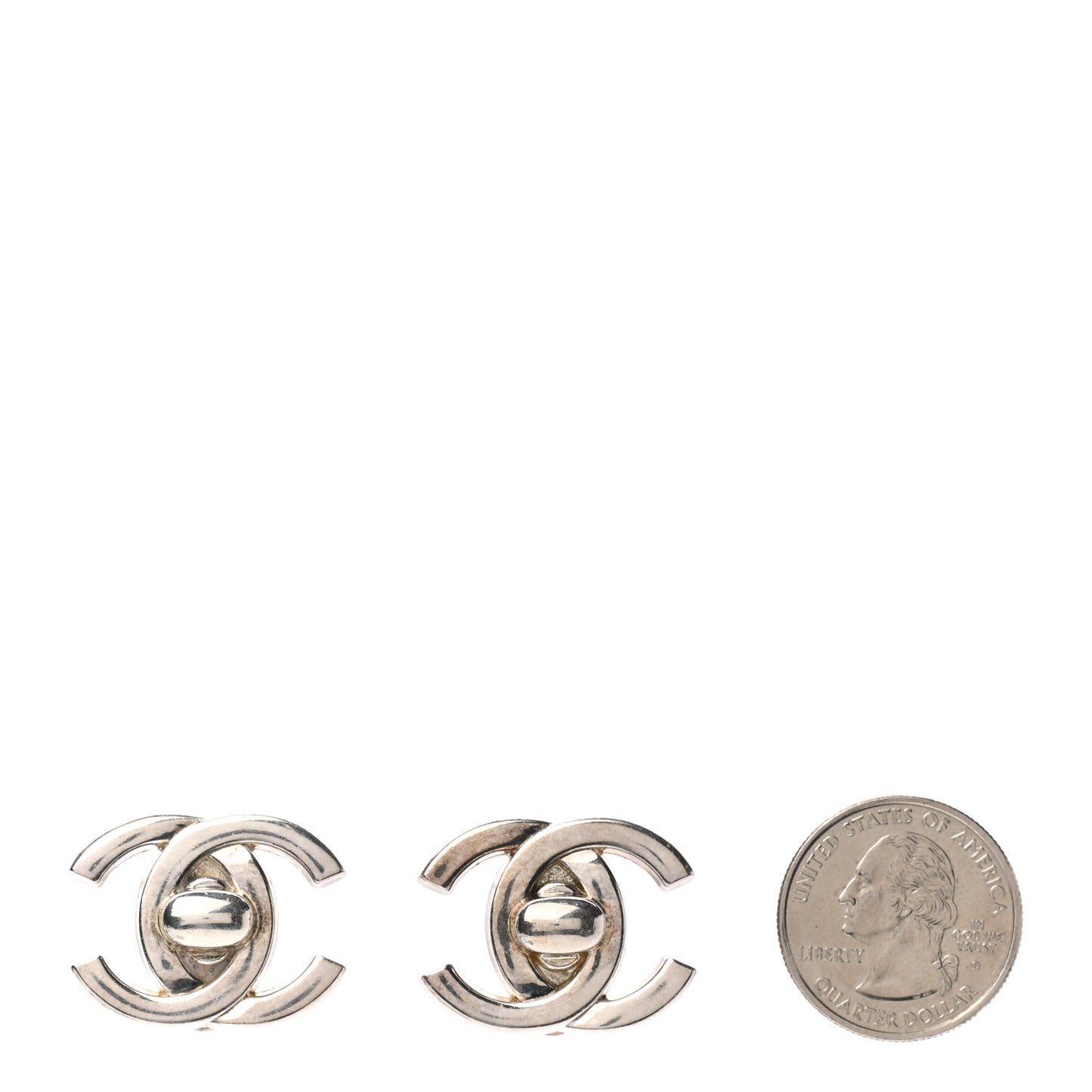 CC Turnlock Clip On Earrings Silver