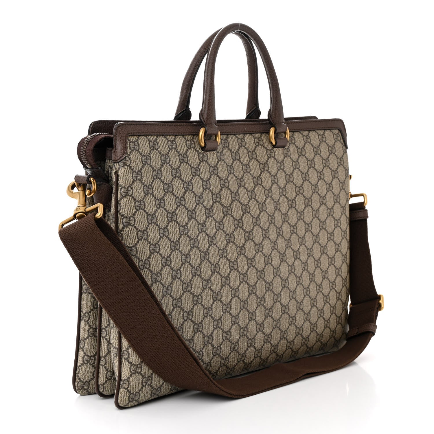 Gucci GG Supreme Monogram Web Ophidia Briefcase Beige New Acero 3 of 12