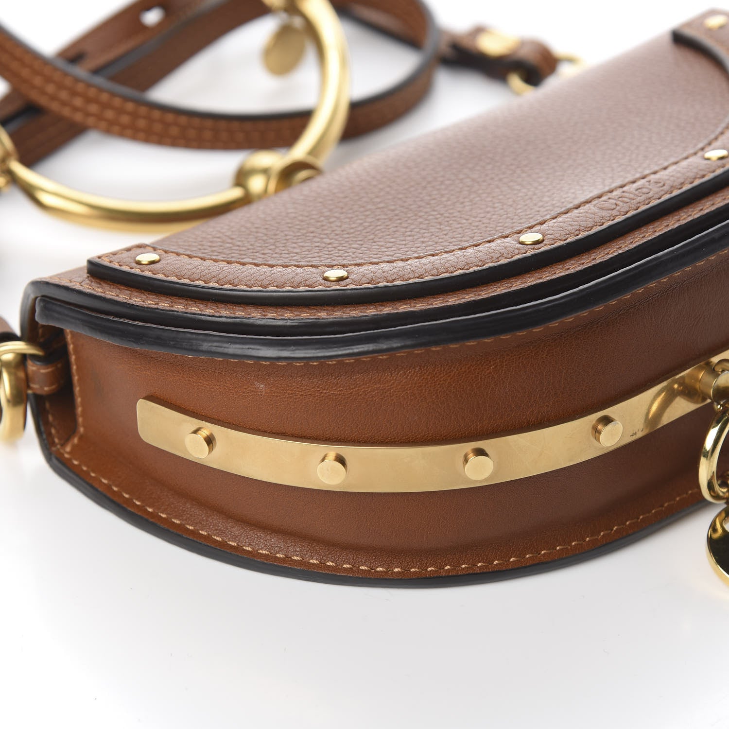 Chloe Calfskin Small Nile Bracelet Minaudiere Bag Caramel 5 of 14