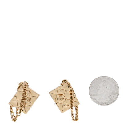 Chanel CC Quilted Flap Bag Clip On Earrings Gold 2 of 4