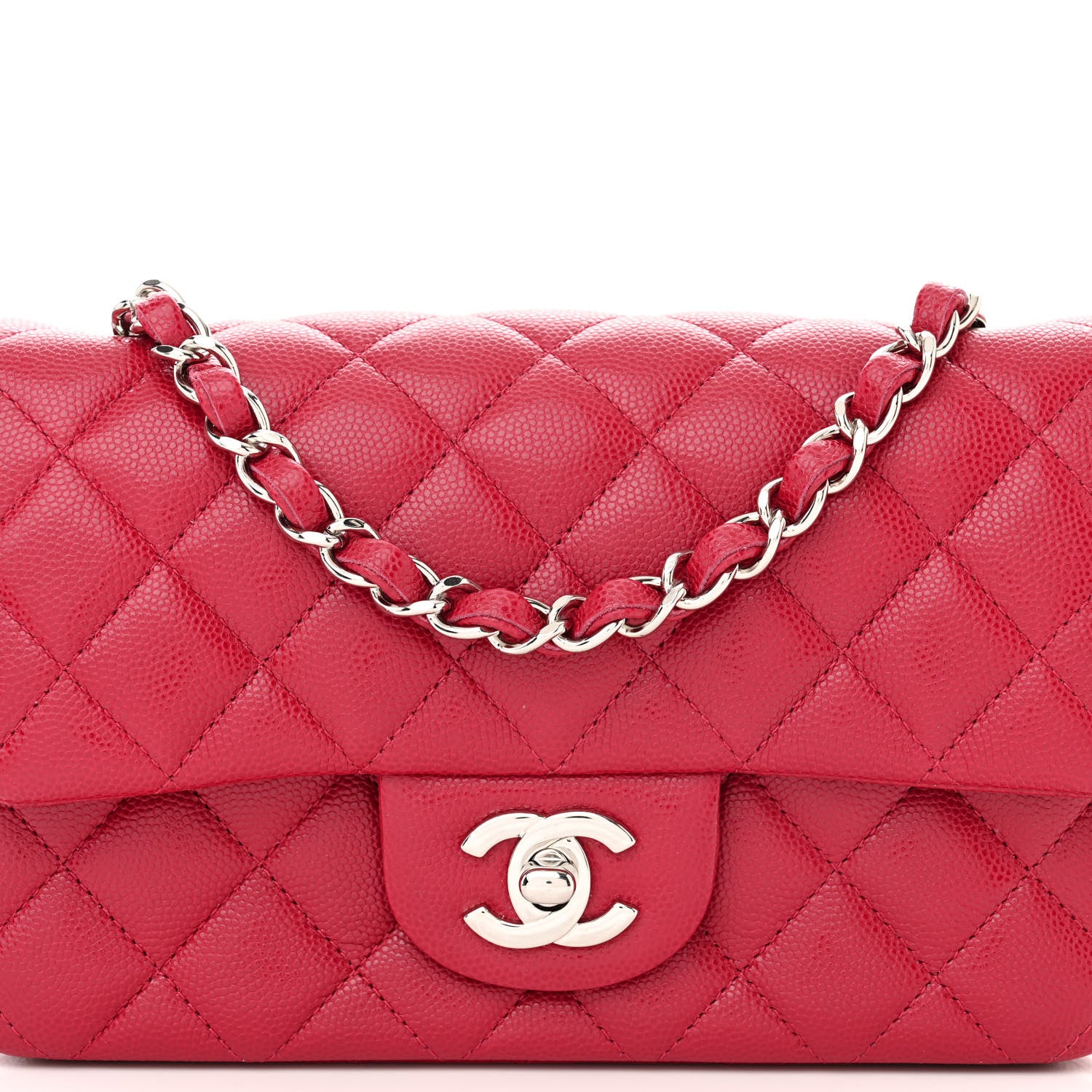 Chanel Caviar Quilted Mini Rectangular Flap Dark Pink 8 of 11