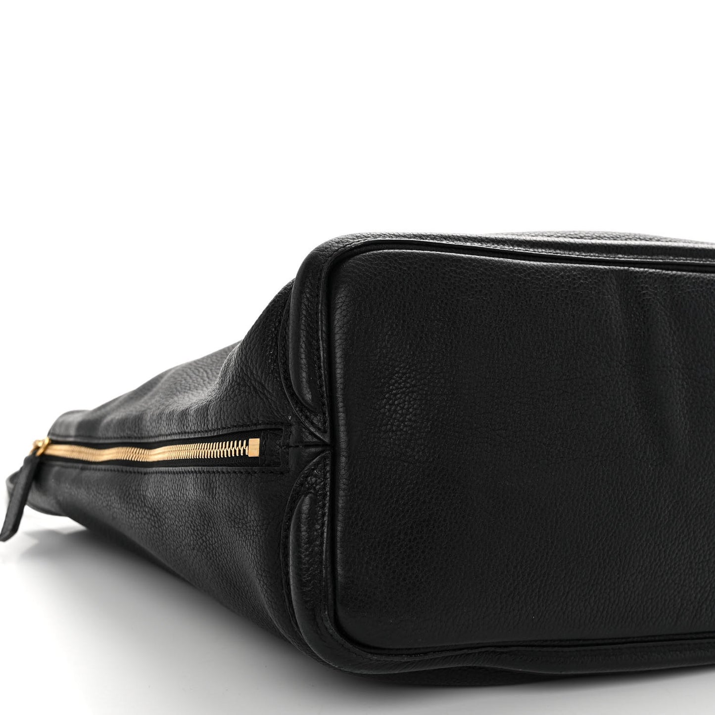 Pebbled Calfskin Skull Padlock Tote Black