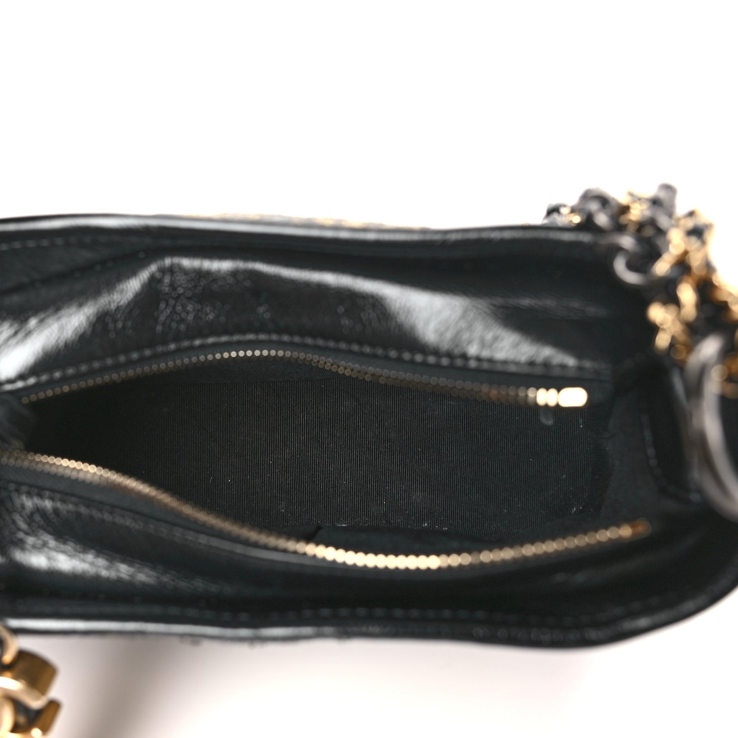 Metallic Crumpled Goatskin Quilted Small Gabrielle Hobo Black Gold