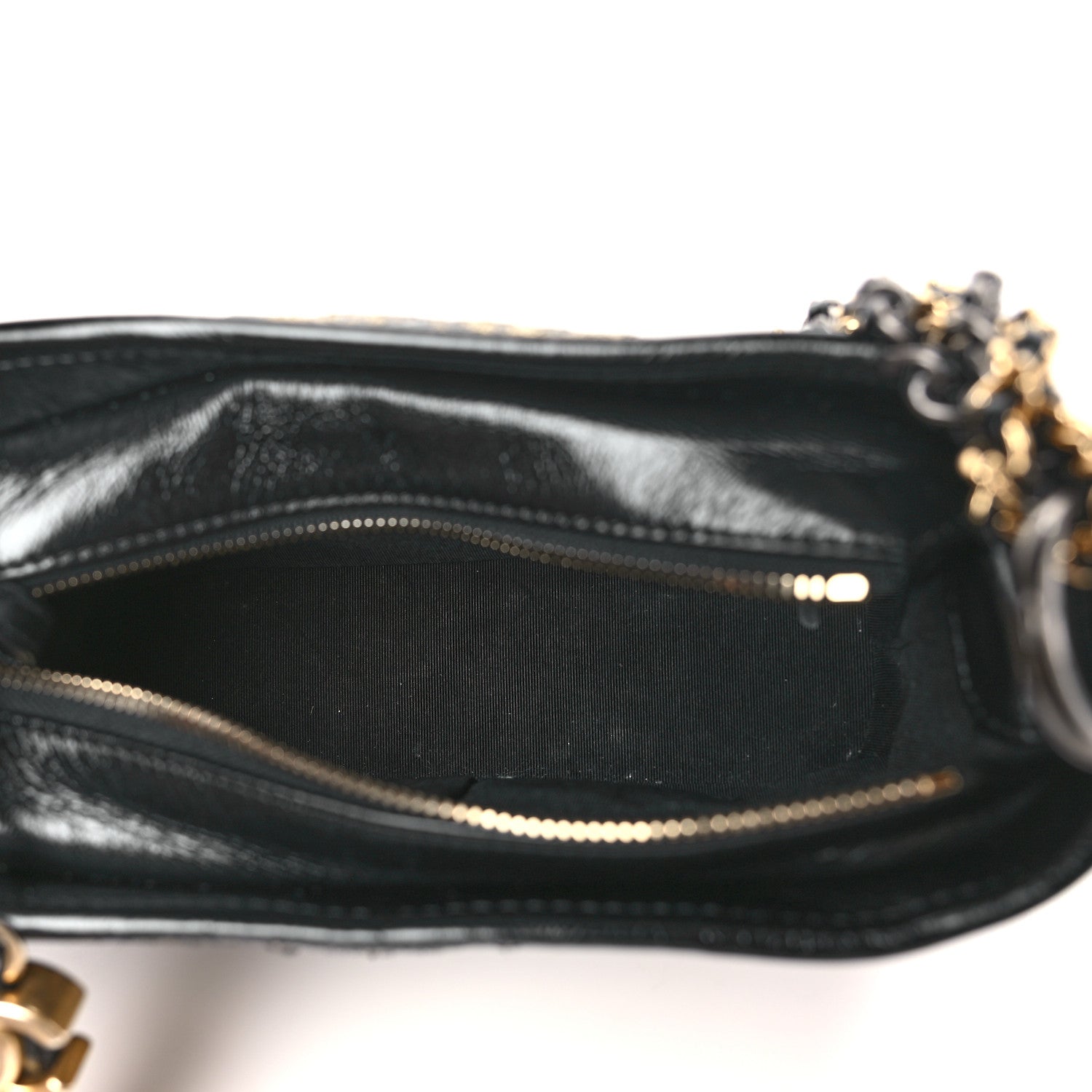 Chanel Metallic Crumpled Goatskin Quilted Small Gabrielle Hobo Black Gold 5 of 9