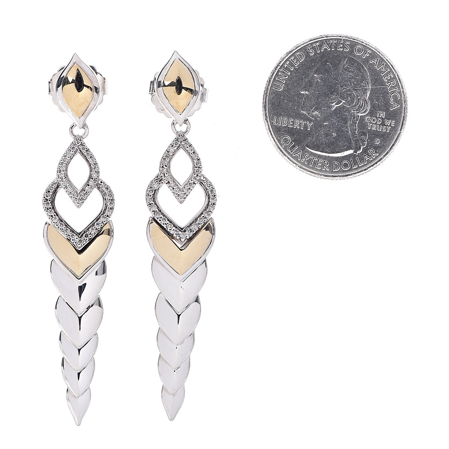 John Hardy Sterling Silver 18K Yellow Gold Diamonds Legends Naga Long Drop Earrings 2 of 4