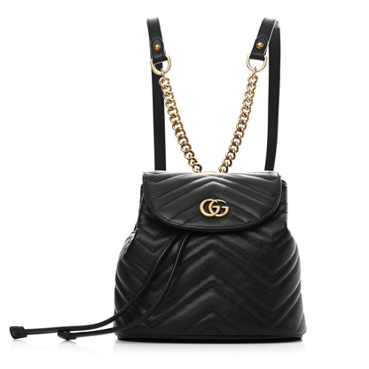 Gucci Calfskin Matelasse GG Marmont Flap Backpack Black 1 of 10
