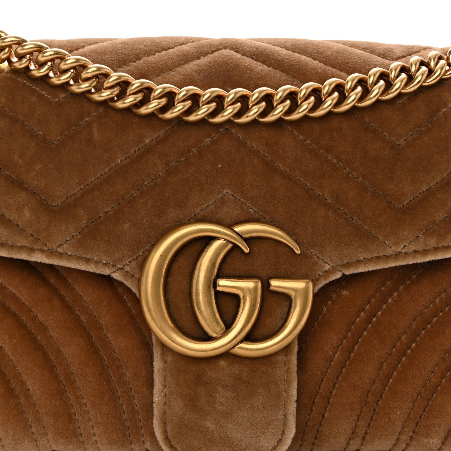 Gucci Velvet Matelasse Small GG Marmont Shoulder Bag Taupe 8 of 10